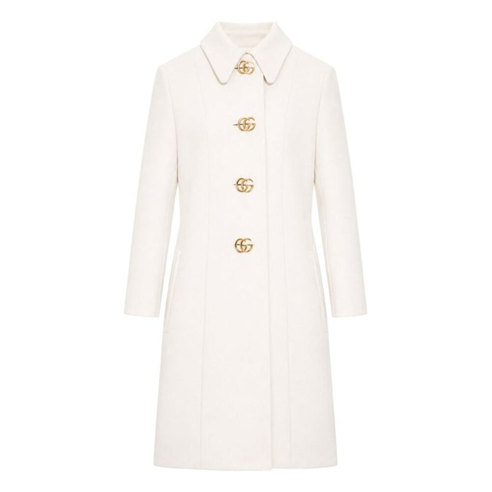 Gucci Women Wool Natté Coat With Double G Button